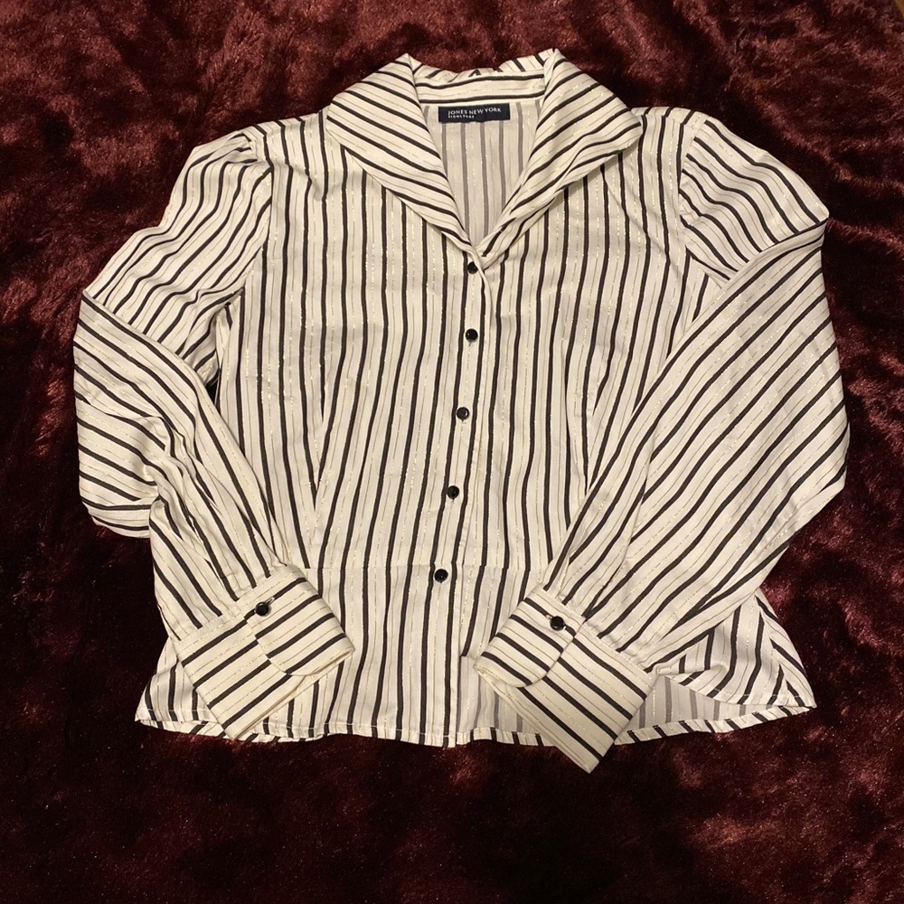 Jones New York peplum collared button up shirt